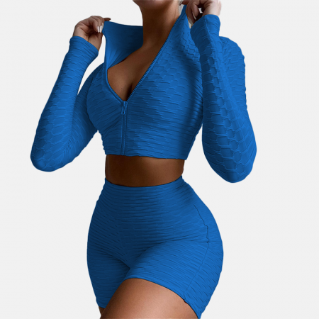 Zipper tops and sexy elastic shorts fashion sets